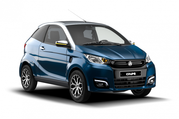 AIXAM - auto od 15 let e Coupé Pohled z boku - ecoupe prem blue
